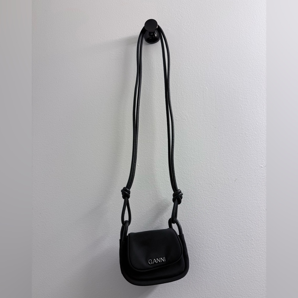 Black Knot Mini Flap Over Bag - Black